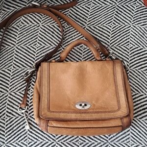 Fossil Marlow Vintage Leather Messenger Bag – Tan
